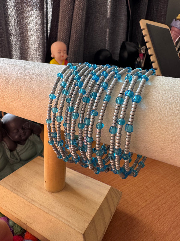 Aqua and Light Grey Bangles