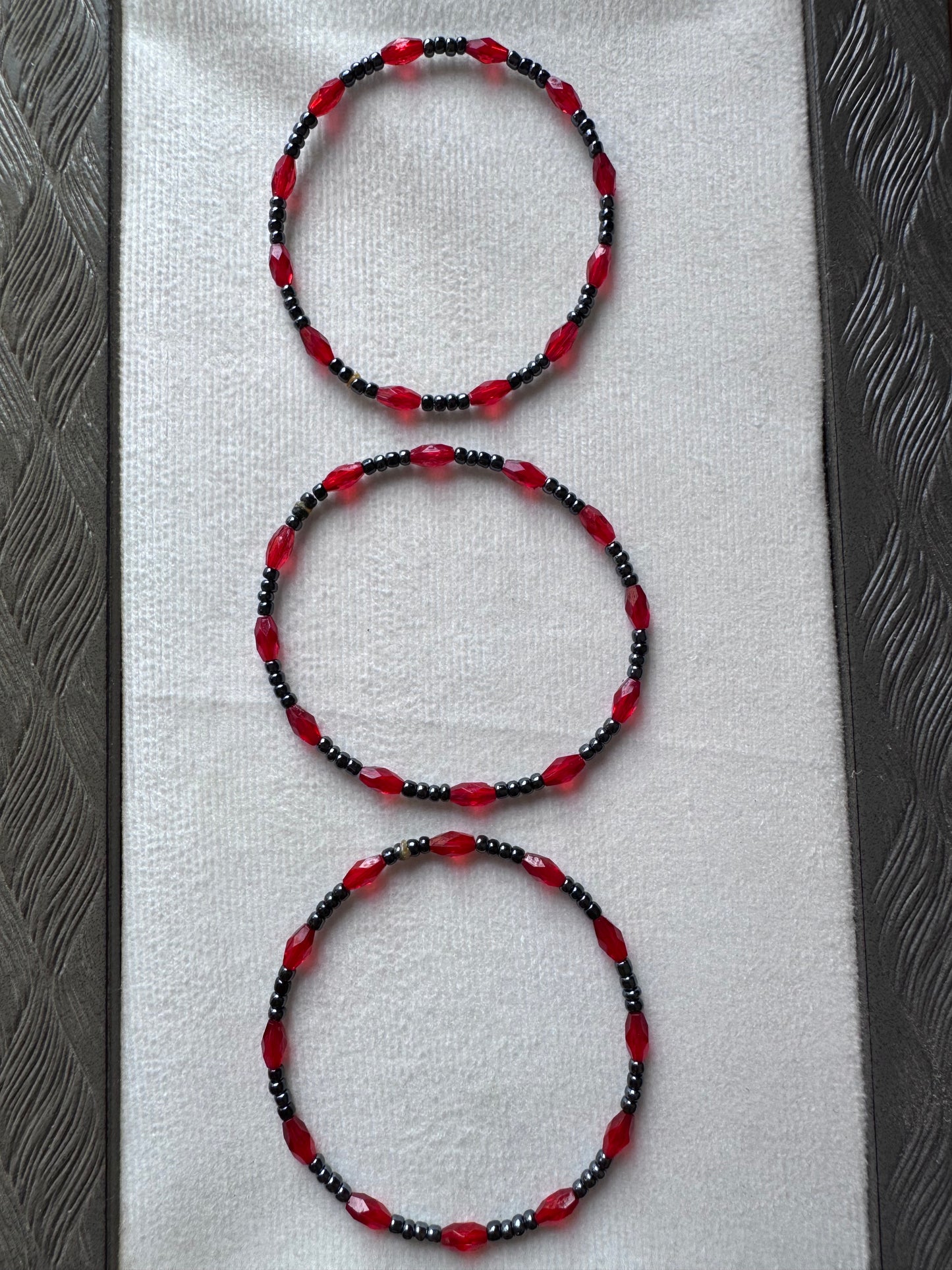 Red and Steel Grey Bangles