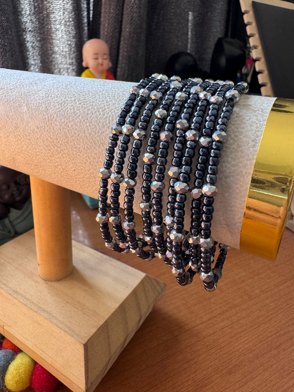 Steel Grey & SIlver Bangles