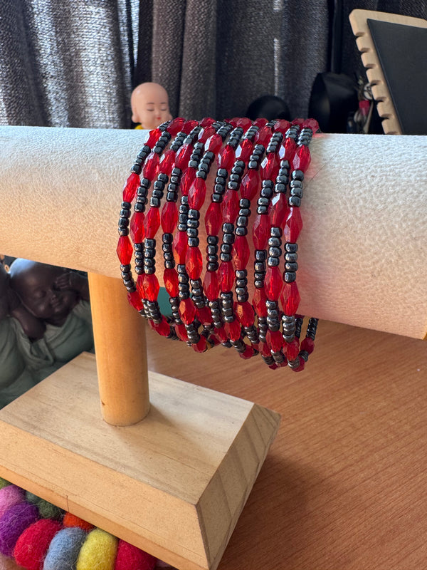 Red and Steel Grey Bangles