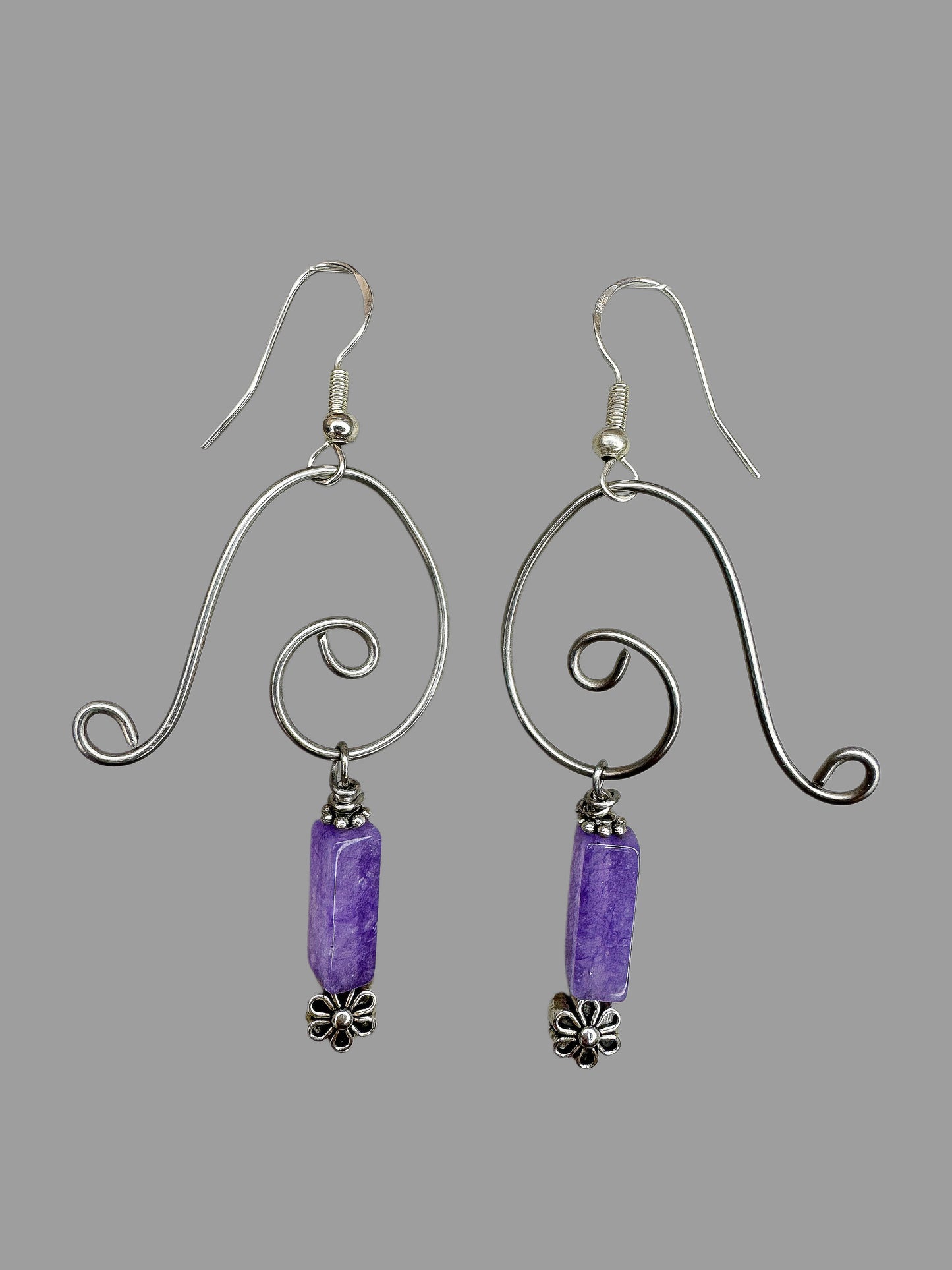 Spiral Amethyst Drop Earrings